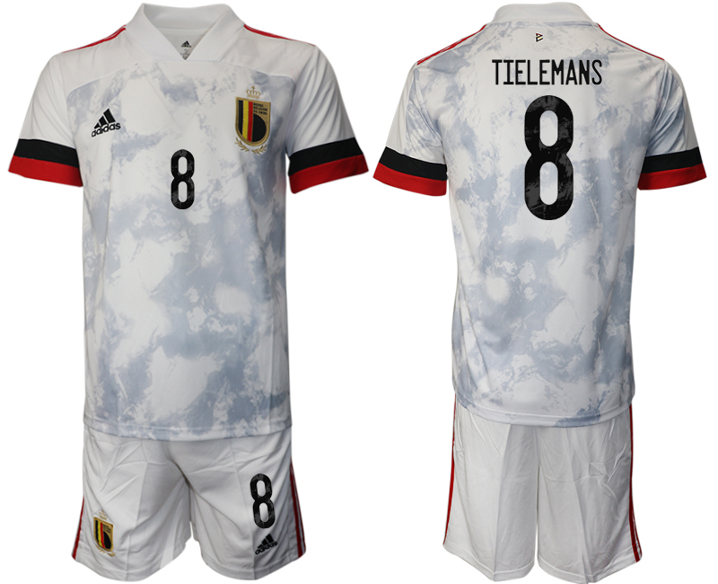 Men 2021 European Cup Belgium away white #8 Soccer Jersey->belgium jersey->Soccer Country Jersey